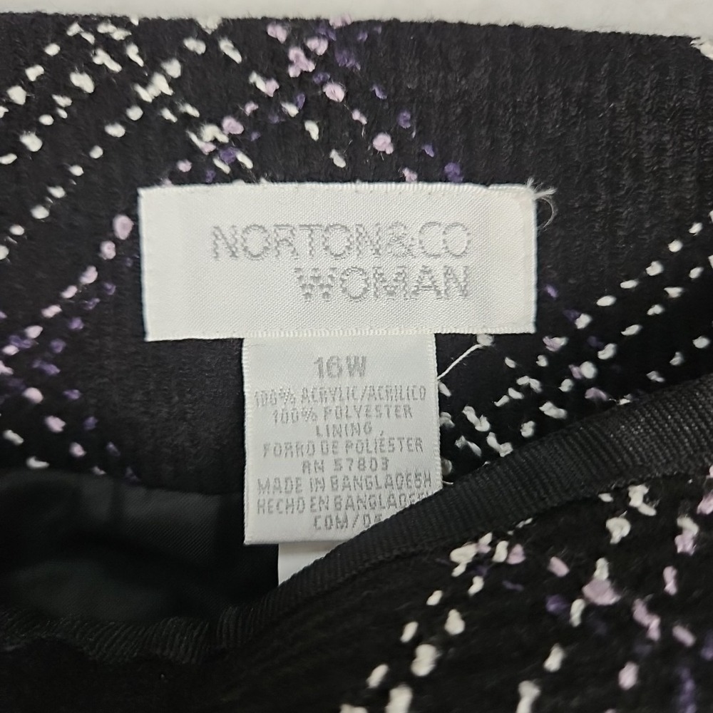 VTG 80s Norton & Co. Womens Skirt 16W Black Plaid Purple/White Lined Cosmopolita - Picture 4 of 9